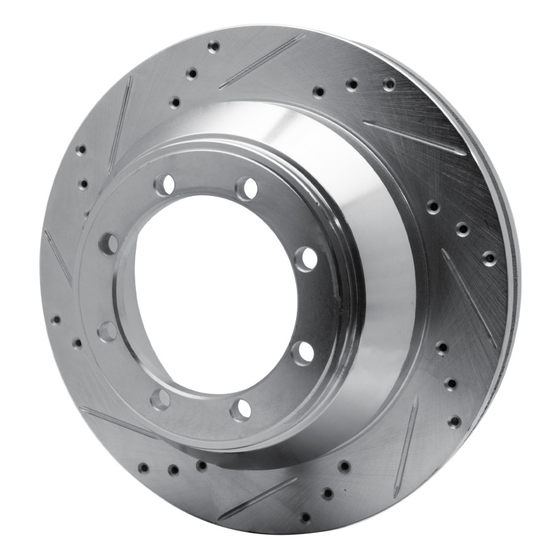 Ford E-Super Duty Brake Rotor (1) - Rear Left - R1 Concepts - Drilled & Slotted - Silver - `08-`20
